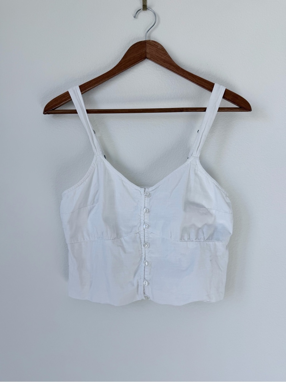 Abercrombie & Fitch White Button-Front Cropped Camisole